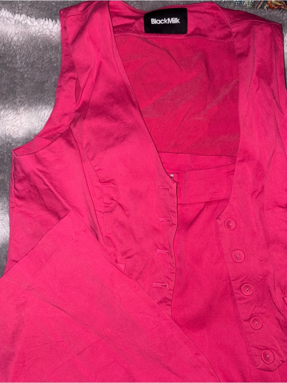BlackMilk Women's Hot Pink Button-Front Vest and Wide Leg Pants